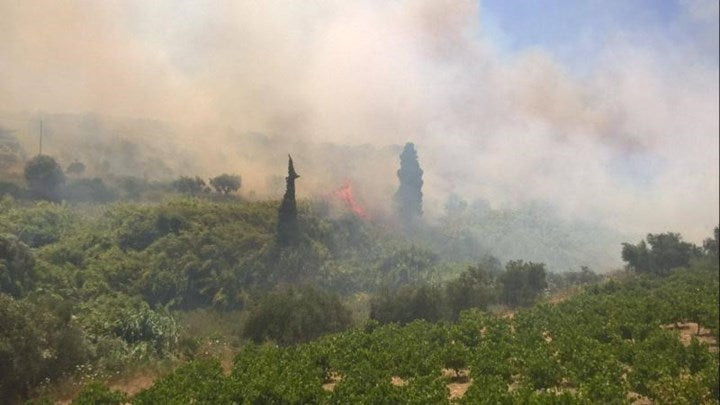 Μεγάλη φωτιά σε εξέλιξη στην Κορώνη κοντά σε σπίτια (εικόνες)